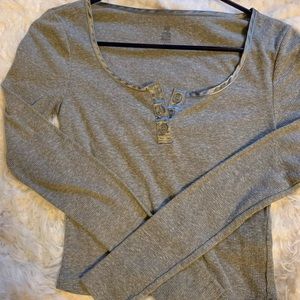 Juniors comfy long sleeve Grey tee